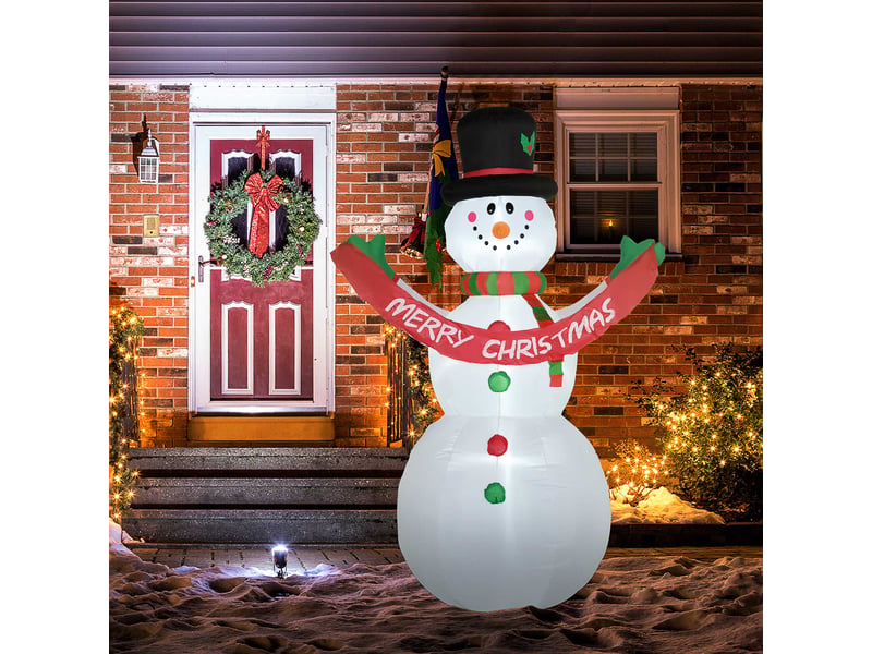  Bonhomme de neige gonflable géant, 243 cm de haut, avec lumières led, décoration extérieure ou de jardin  - Conforama C
