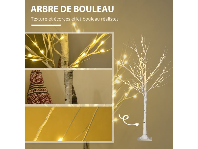  Arbre lumineux led - décoration lumineuse blanc chaud - 72 leds - usage intérieur - décoration de noël chambre maison blanc - 120 cm  - Conforama E