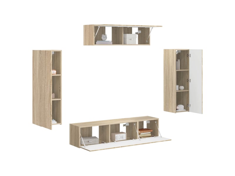  Meuble tv - banc tv - meuble de rangement 5 pcs chêne sonoma  - Conforama C