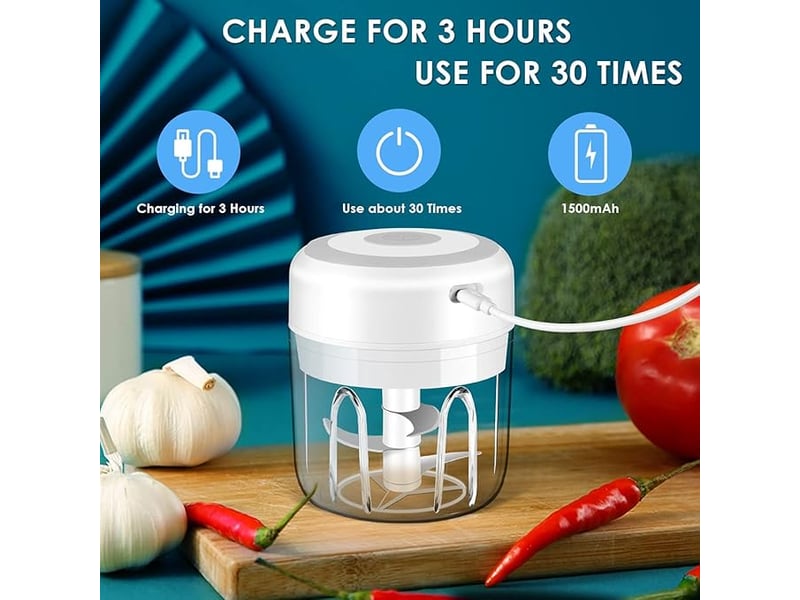  Mini hachoir à ail électrique, robot culinaire portable, hachoir à légumes, hachoir à oignons  - Conforama D