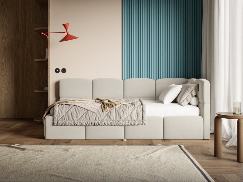  Selsey cloudy - lit rembourré - 170x185 cm - velours beige clair - côté droit Cloudy - Conforama B