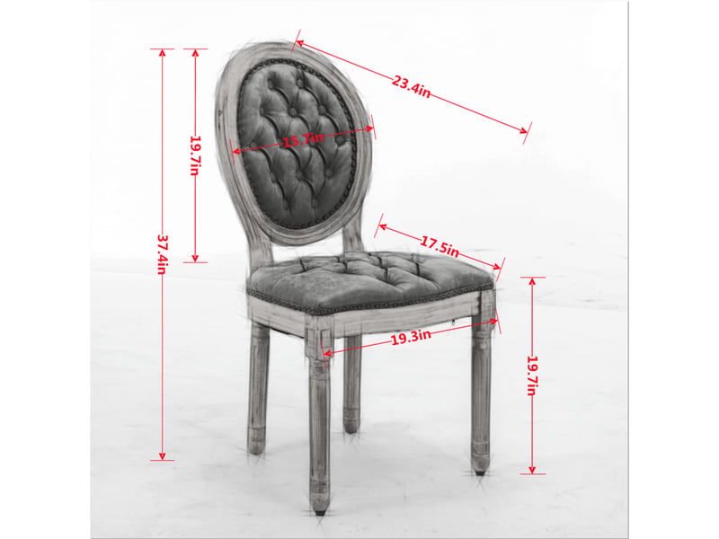  Lot de 2 chaises salle à manger campagne bois massif vieilli dossier ovale capitonné similicuir mouton clous noir  - Conforama C