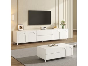 Meuble tv coloris blanc 180 cm <strong>COVREO </strong> <strong></strong>