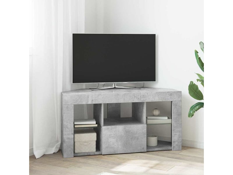  Meuble tv led d'angle 100x40x50 cm gris béton  - Conforama B