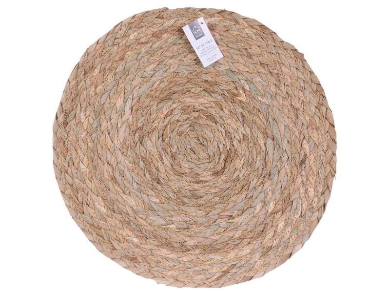  The home deco factory – sets de table en jonc de mer tissé – lot de 6 – diamètre 38 cm – épaisseur 0,6 cm – couleur sable naturel – pour repas familiaux  - Conforama C