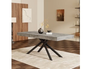 Table à manger extensible, 140-180x80x76 cm, salle à manger, design moderne, plateau mdf, piètement métal, coloris gris
