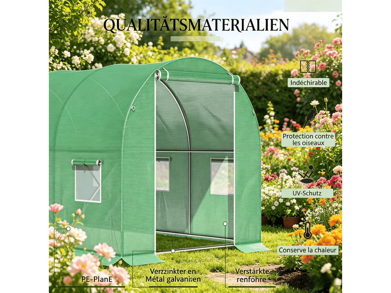  Serre de jardin extérieure avec porte enroulable zippée, grande serre de culture  - Conforama D