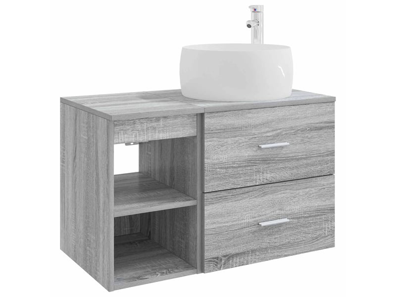  Ensemble de mobilier de salle de bain 2 pcs sonoma gris shl4063  - Conforama A