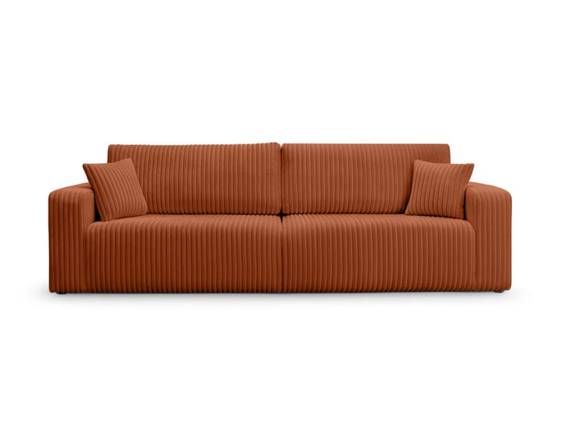 Canapé droit 3 places alya convertible en velours côtelé épais - terracotta ALYA - Conforama E