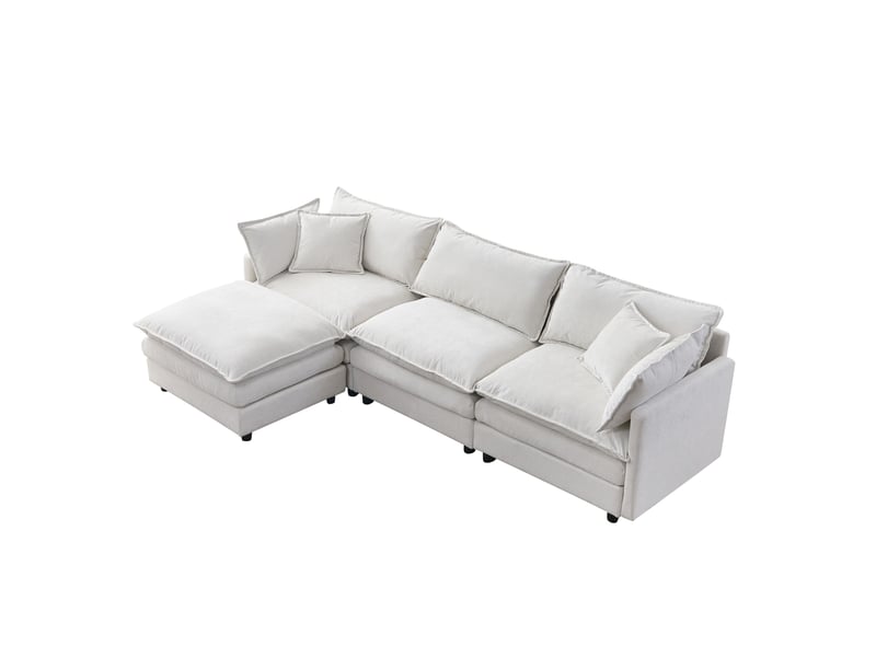  Canapé d'angle modulable 3 places avec méridienne - tissu chenille déhoussable - 267x154 cm  - Conforama A