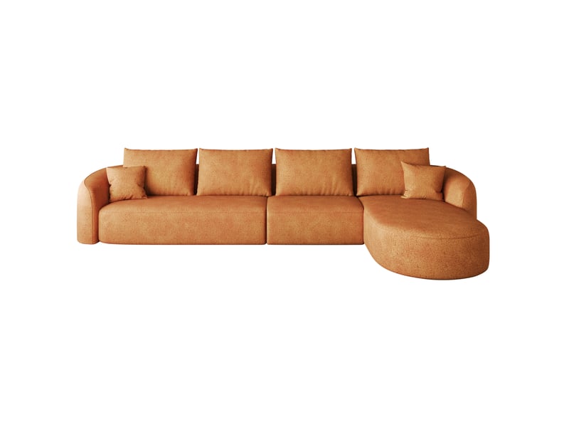 Canapé d’angle droit 4 places en tissu chenille orange, 336x168x85 cm - Conforama A