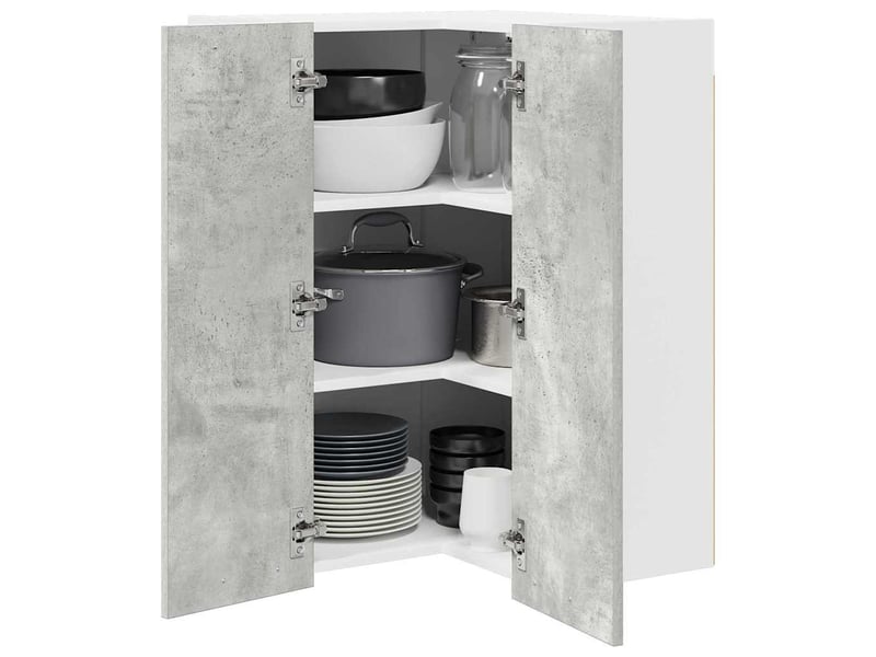  Meuble de rangement, armoire suspendue gris béton et blanc 57x57x80cm  - Conforama C