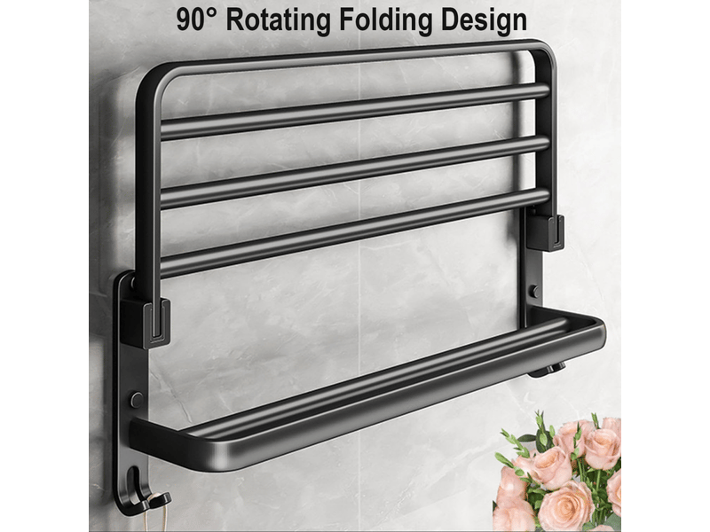  Porte-serviettes de salle de bain, porte-serviettes mural, porte-serviettes sur pied, noir, 40 cm FC-LJY-00977JY - Conforama D