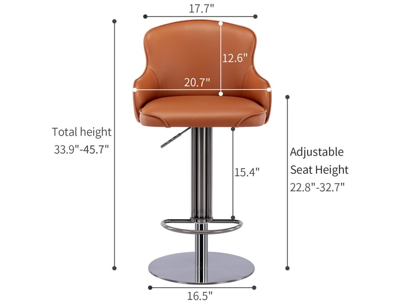  Chaise de bar 50x52x41 cm pivotante réglable en hauteur acier inoxydable marron  - Conforama E