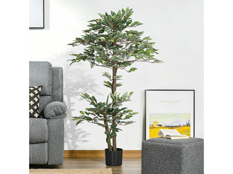  Arbre artificiel plante artificiel ficus hauteur 1,5 m tronc branches liane lichen feuilles grand réalisme pot inclus  - Conforama C