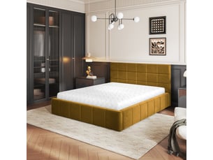 Lit coffre 200x200 cm <strong>MASSENO</strong>  <strong></strong> coloris jaune