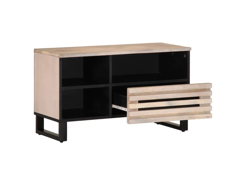  Meuble tv - banc tv - meuble de rangement 80x34x46 cm bois massif de manguier  - Conforama C