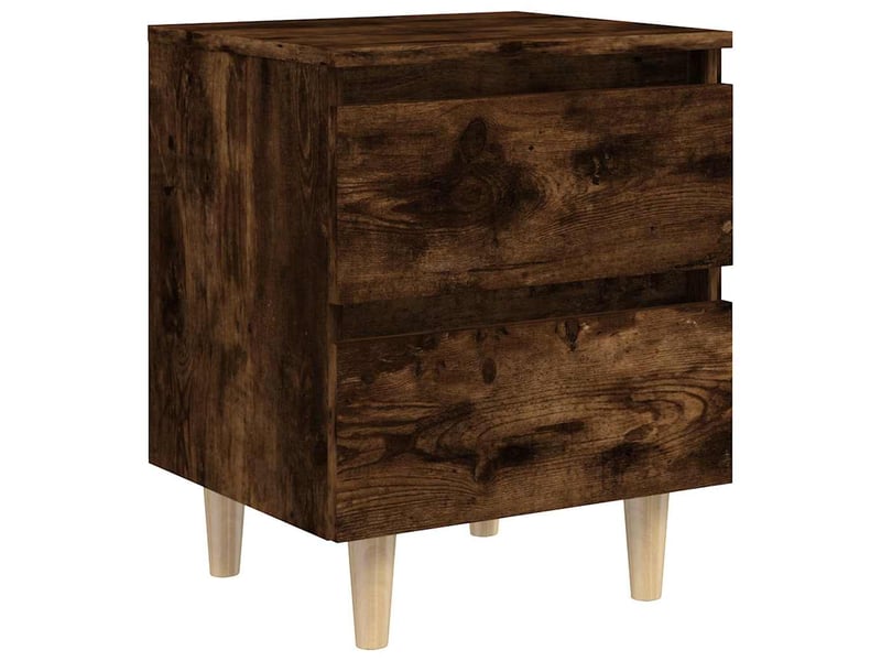  Table de chevet - cabinet de chevet - table de nuit avec pieds en bois chêne fumé 40x35x50 cm  - Conforama A