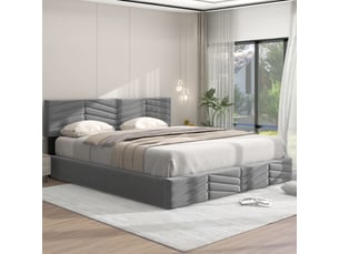 Lit 2 places 180x200 cm <strong>RAYOFI</strong>  <strong></strong> coloris gris