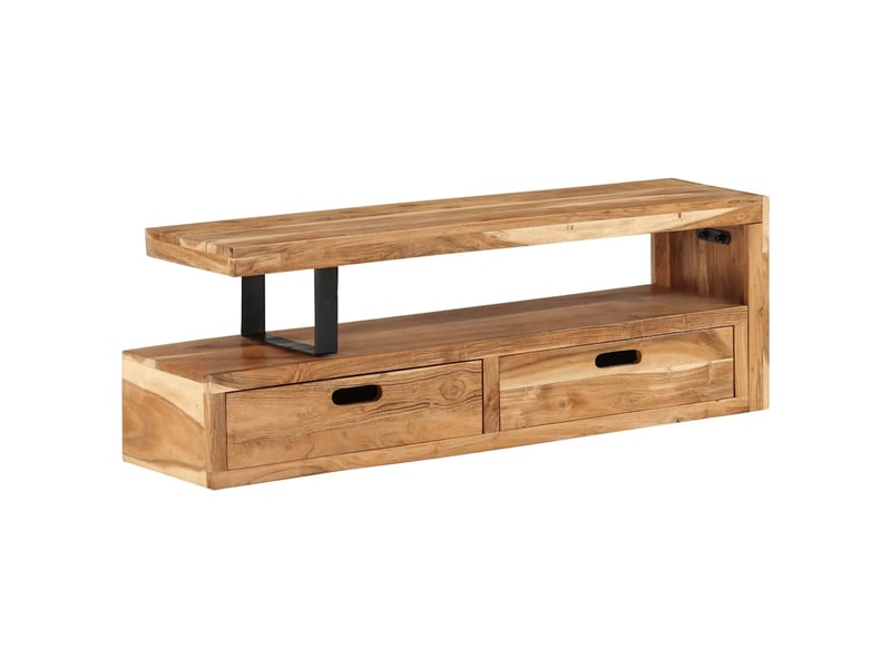  Meuble tv - banc tv - meuble de rangement (118-200) x 30 x 40 cm bois massif d'acacia  - Conforama E