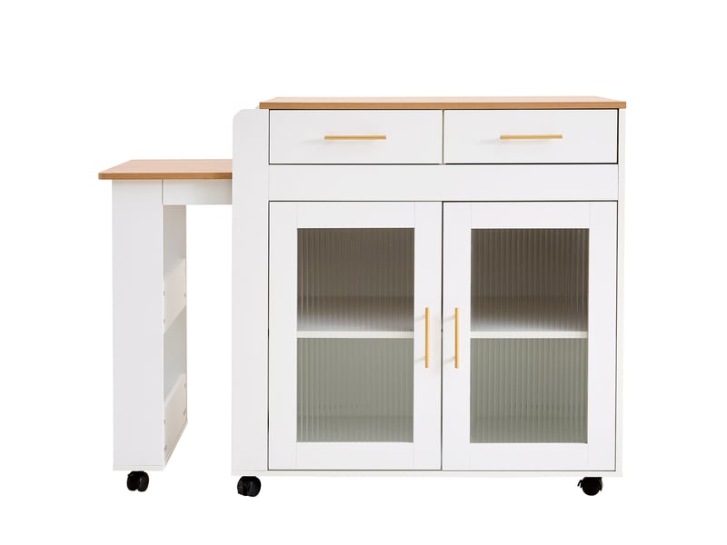 Îlot de cuisine mobile extensible avec prises et rangement homvra - Conforama A