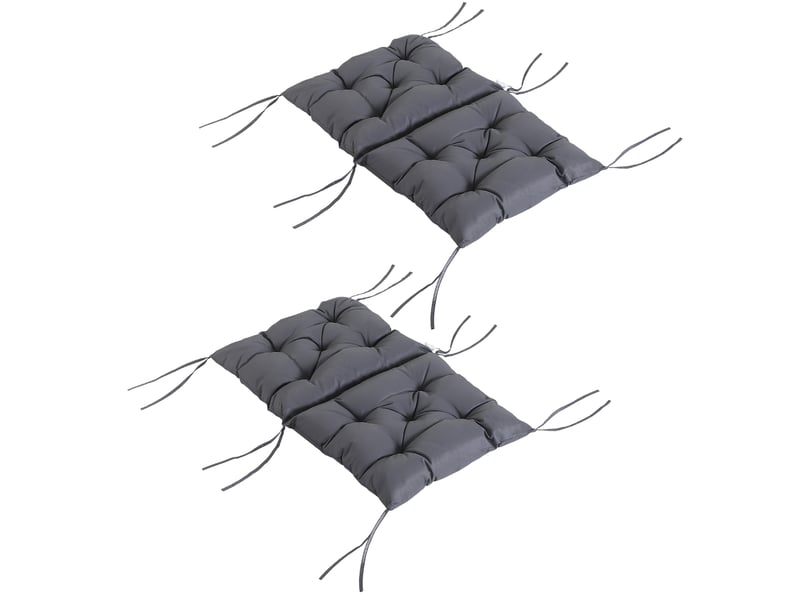  Set de 2 coussins de chaise 98x50x8 cm – gris – rembourrage mousse avec liens de fixation  - Conforama A