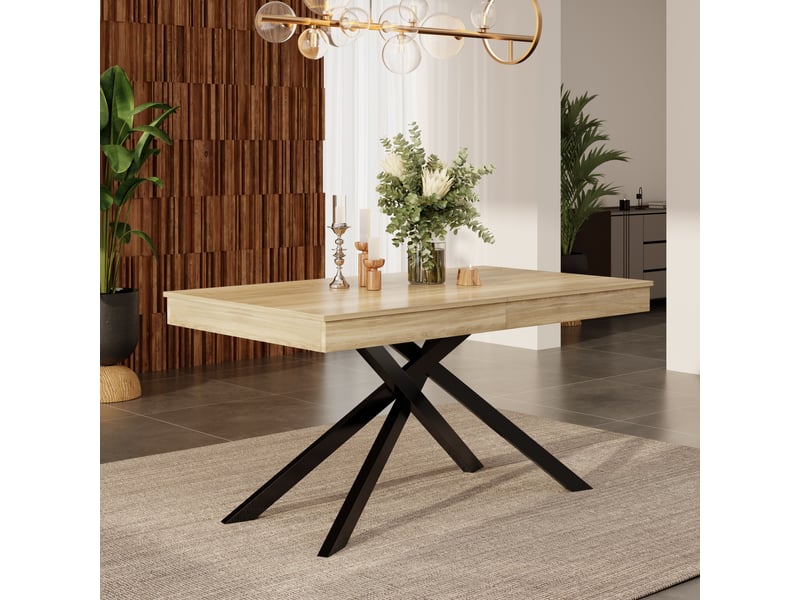 Table de cuisine rectangulaire avec allonge naturel - 80x140-180max.cm mdf table naturel - Conforama B