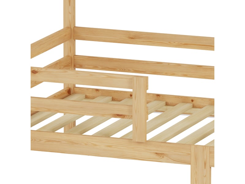  Lit cabane enfant 90x200 en pin massif - barrière de sécurité et sommier inclus  - Conforama W