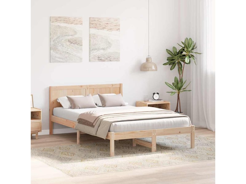  Lit double- lit adulte -  cadre de lit marron 120 x 200 cm bois de pin massif  - Conforama B