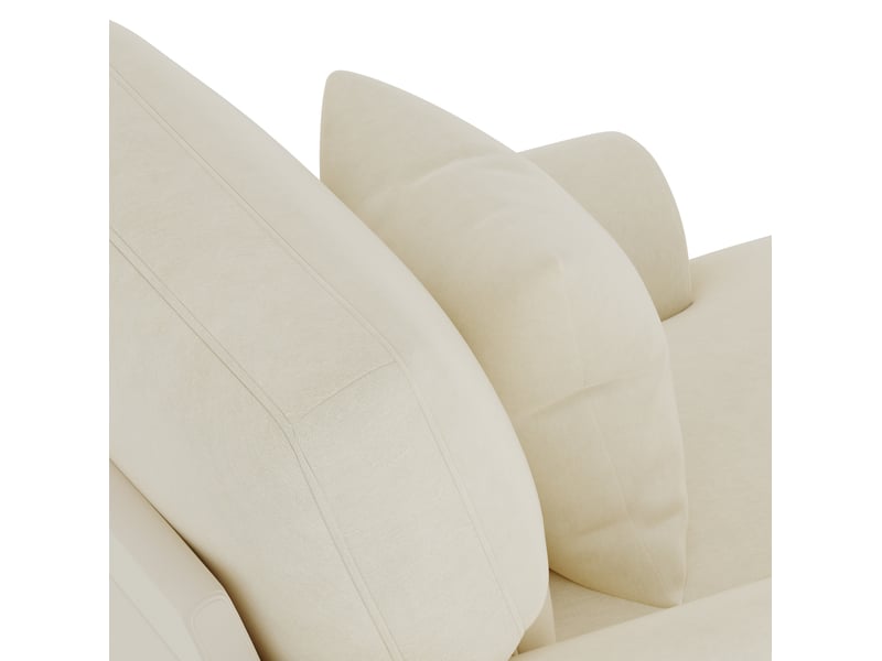  Fauteuil relax fixe 133 x 90 x 87 cm beige en velours, avec coussin et dossier fixe pour une personne  - Conforama E