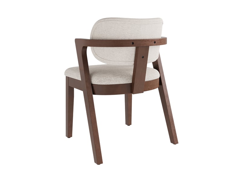  Lot de 2 chaises de salle à manger 56x57,5x79 cm avec accoudoirs en bois, coloris noyer et beige avoine  - Conforama E