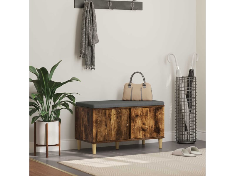  Banc d'entrée, banc interieur avec coussin chêne fumé 80x38x46 cm shl11835  - Conforama B