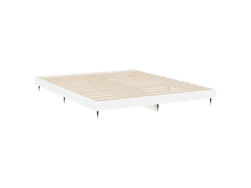  Lit double- lit adulte -  cadre de lit sans matelas blanc brillant 140x200 cm  - Conforama D