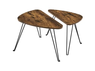 Lot de 2 tables basses industrielles en bois et acier