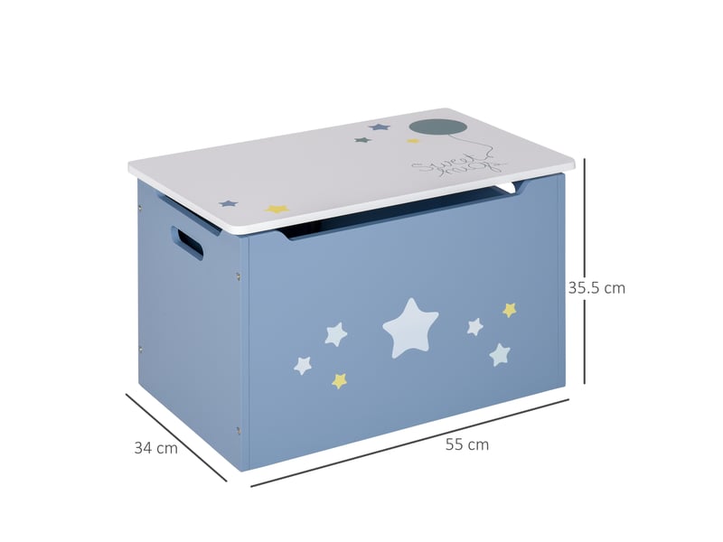  Coffre à jouets en bois bleu et blanc, banc pour chambre d'enfant 55 x 34 x 35,5 cm  - Conforama D