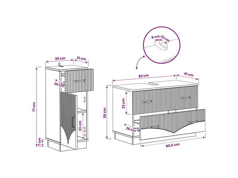  Ensemble de 2 meubles de salle de bain hoorn blanc brillant cf63176  - Conforama E