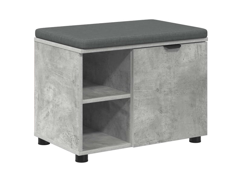  Banc d'entrée, banc interieur avec coussin gris béton 60x38x46 cm shl88301  - Conforama A
