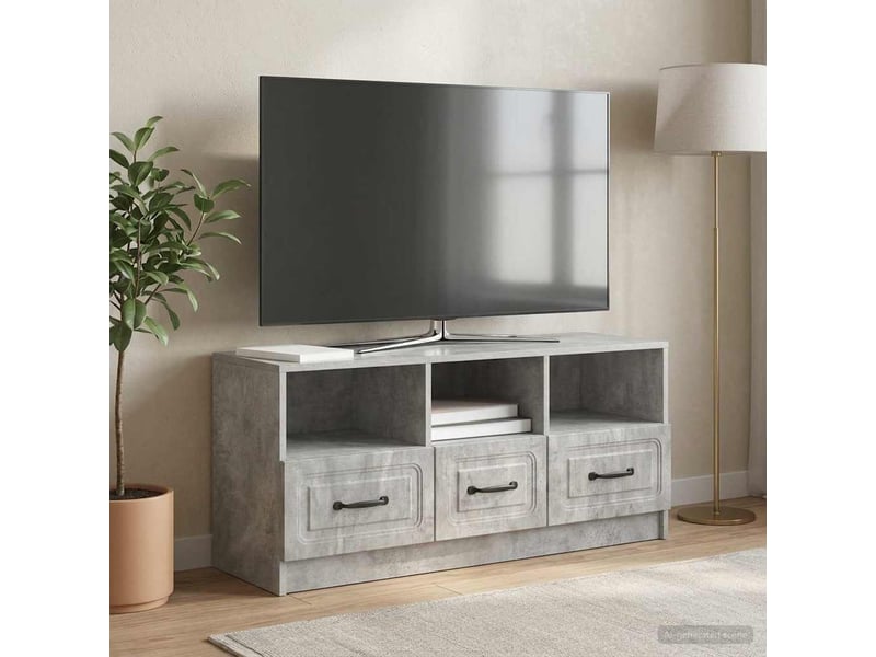  Meuble tv - banc tv - meuble de rangement gris béton 102 x 34,5 x 47 cm bois d'ingénierie  - Conforama D