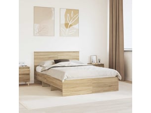 Lit adulte, lit double, cadre de lit chêne sonoma 140x200cm bois d'ingénierie cf6204