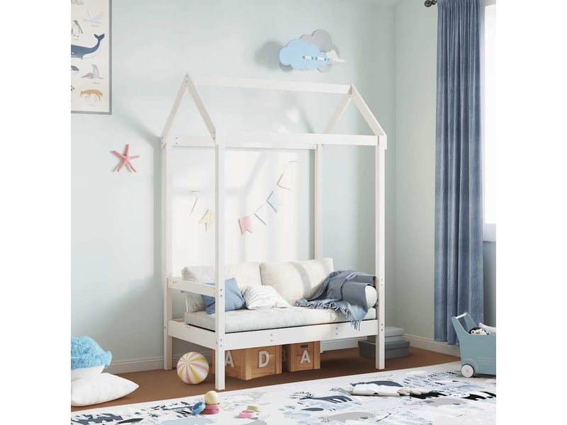  Banc avec toit blanc 117,5x70x176,5 cm bois de pin massif  - Conforama C