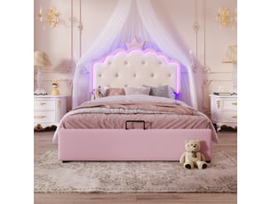 Lit coffre 140x200 cm REDOM coloris rose