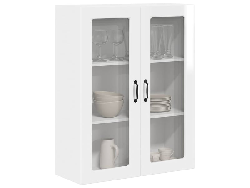 Meuble mural de cuisine, cabinet en verre mural blanc brillant 80x31x100cm shl8849 - Conforama C