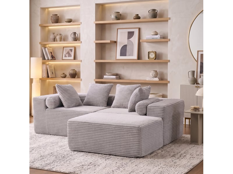  Canapé modulable en l 215,9x84,1 cm gris  - Conforama C