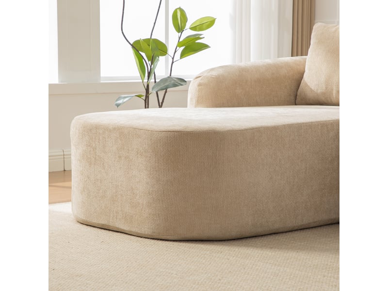  Méridienne canapé en tissu chenille beige clair, module salon moderne avec coussin inclus et design contemporain  - Conforama R