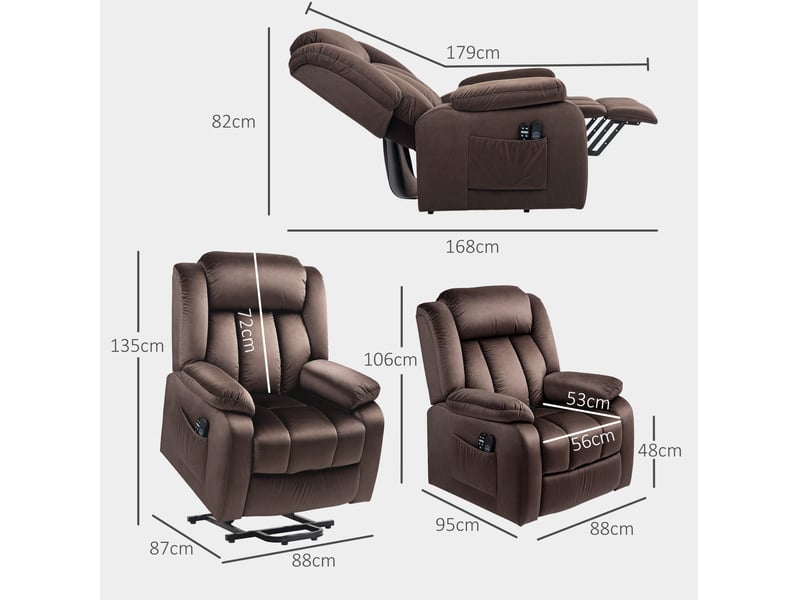  Fauteuil relax électrique marron avec aide au relevage, massage vibrant, chauffage lombaire et ports usb  - Conforama C