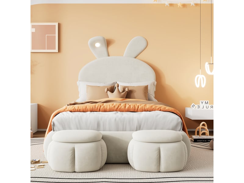 Lit avec rangement rembourré 90x200cm coloris blanc led lit enfant blanc - Conforama D