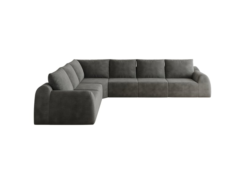  Canapé d'angle 6 places sans armature 334 cm en tissu chenille gris foncé  - Conforama A