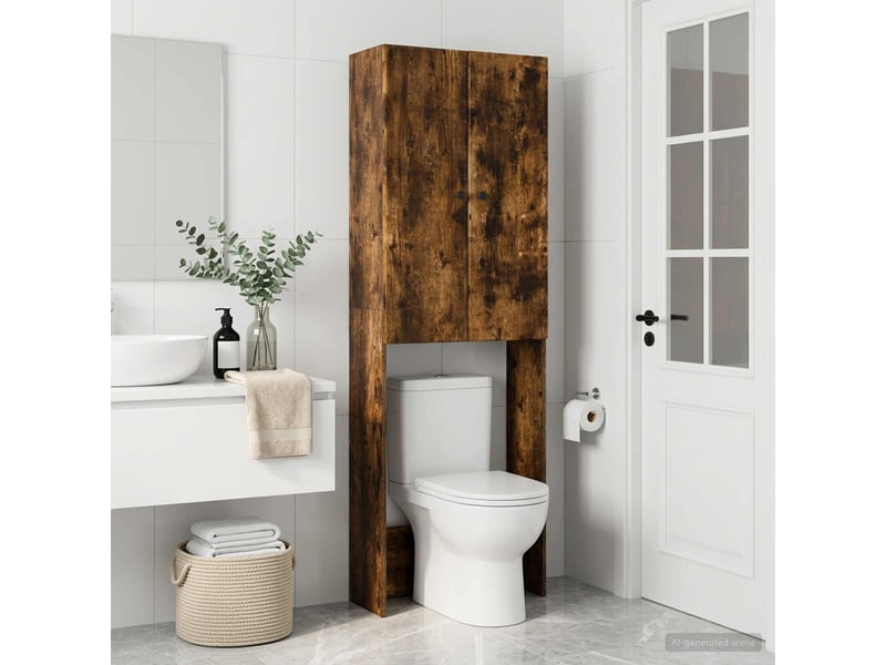  Armoire de toilette, meuble de toilette breda chêne fumé 66x25.5x190 cm  - Conforama B