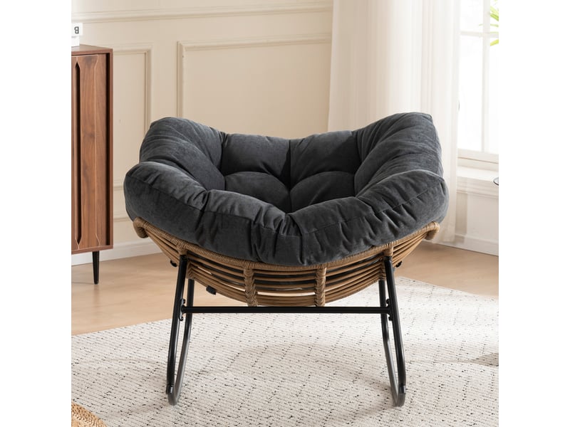  Fauteuil à bascule moderne en chenille avec cadre en métal 158 kg  - Conforama D
