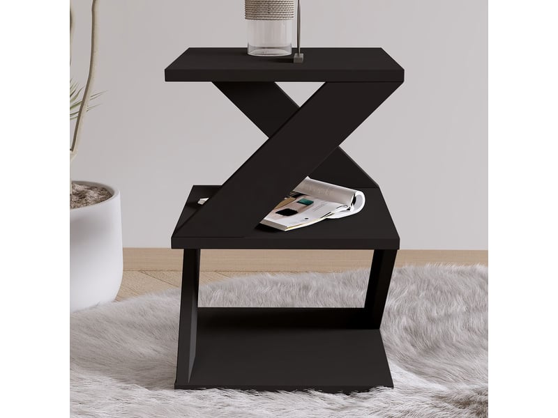 Table basse salon avec étagères rangement gain de place albeni - noir  - Conforama D